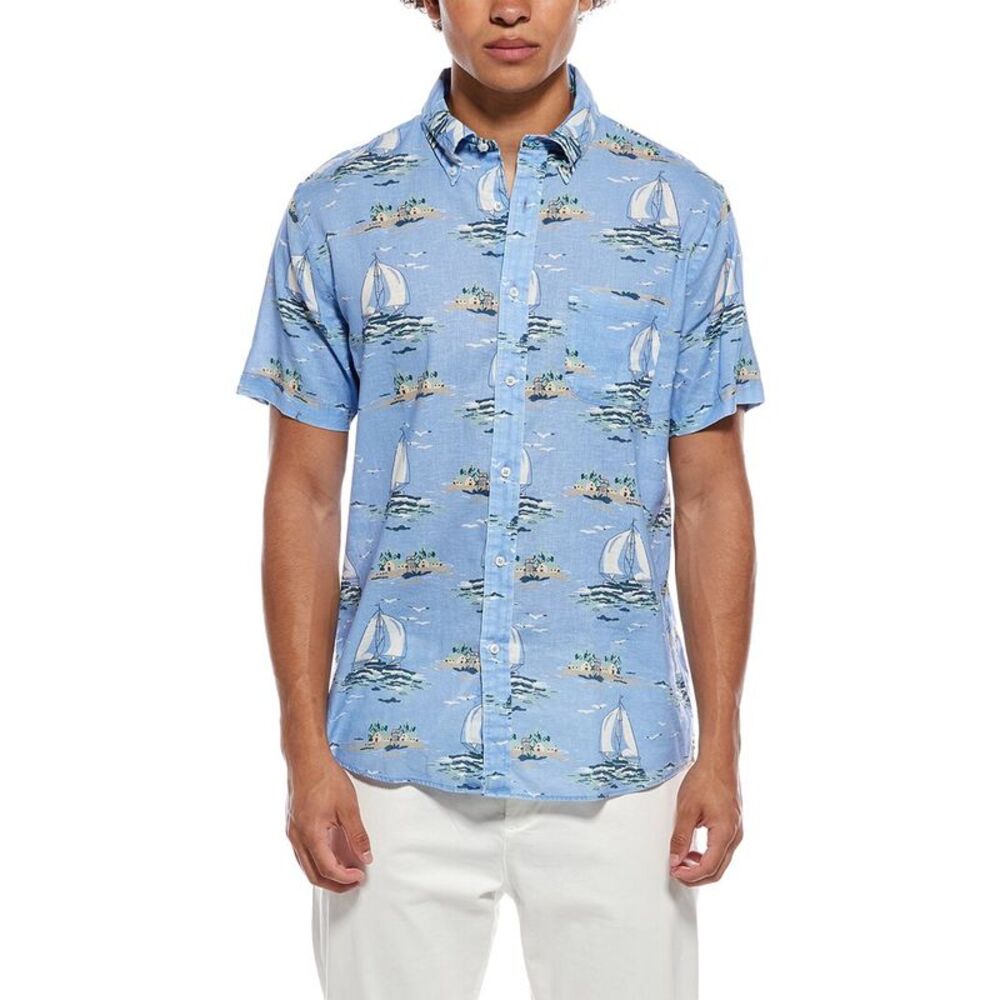 Brooks Brothers Mens Linen-Blend Print Shirt